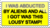 abducted by aliens stamp